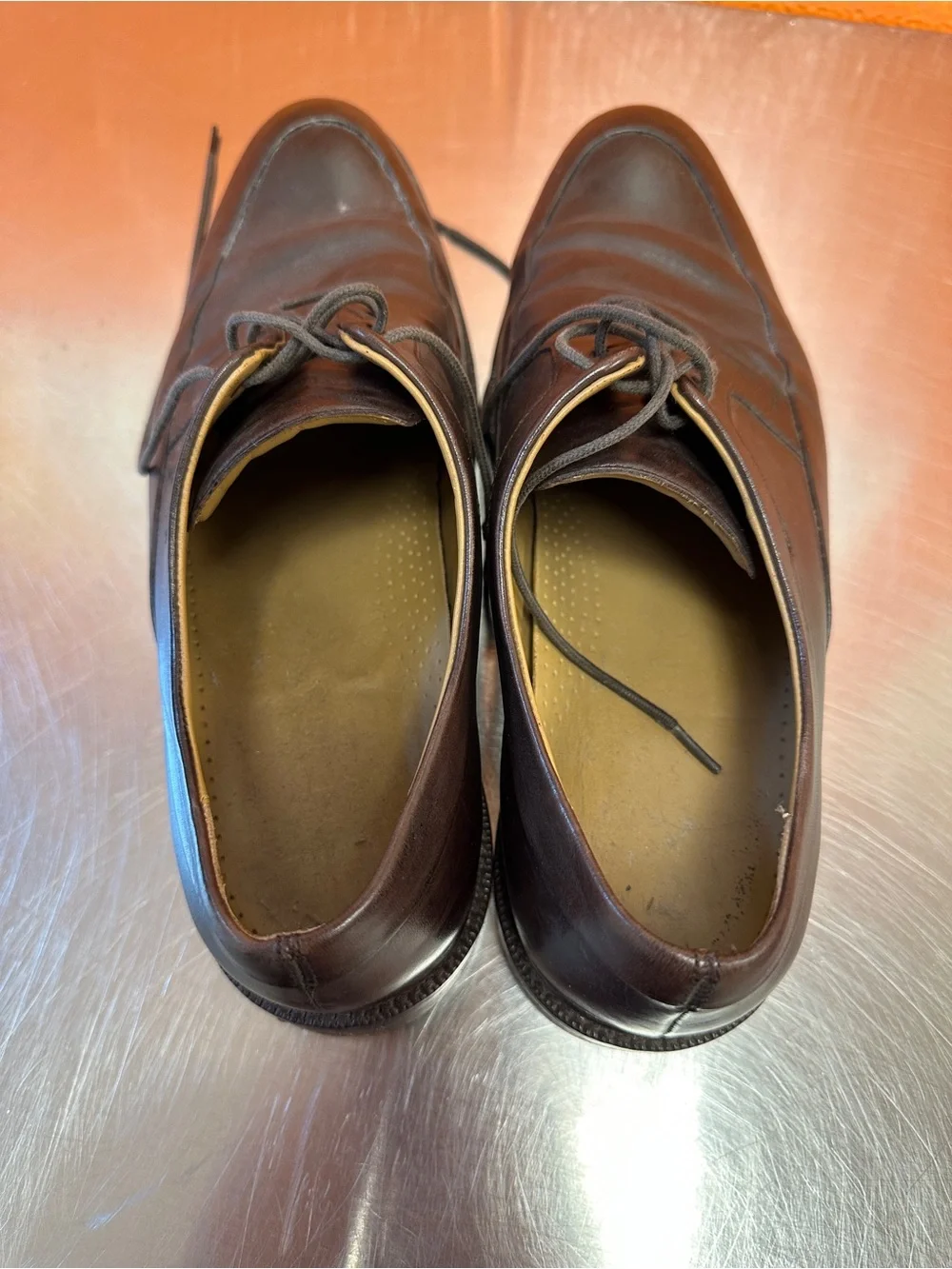 Cole Haan Grand.OS Brown Leather Apron Toe Derby Dress Shoes Men’s 9.5M